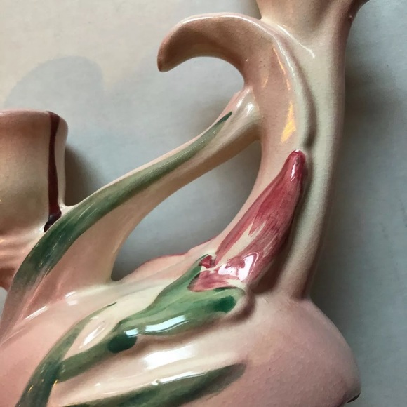 VTG Camark ONE Double Candleholder Iris Pattern Pink 269 USA 1930’s Cottagecore - Picture 3 of 6